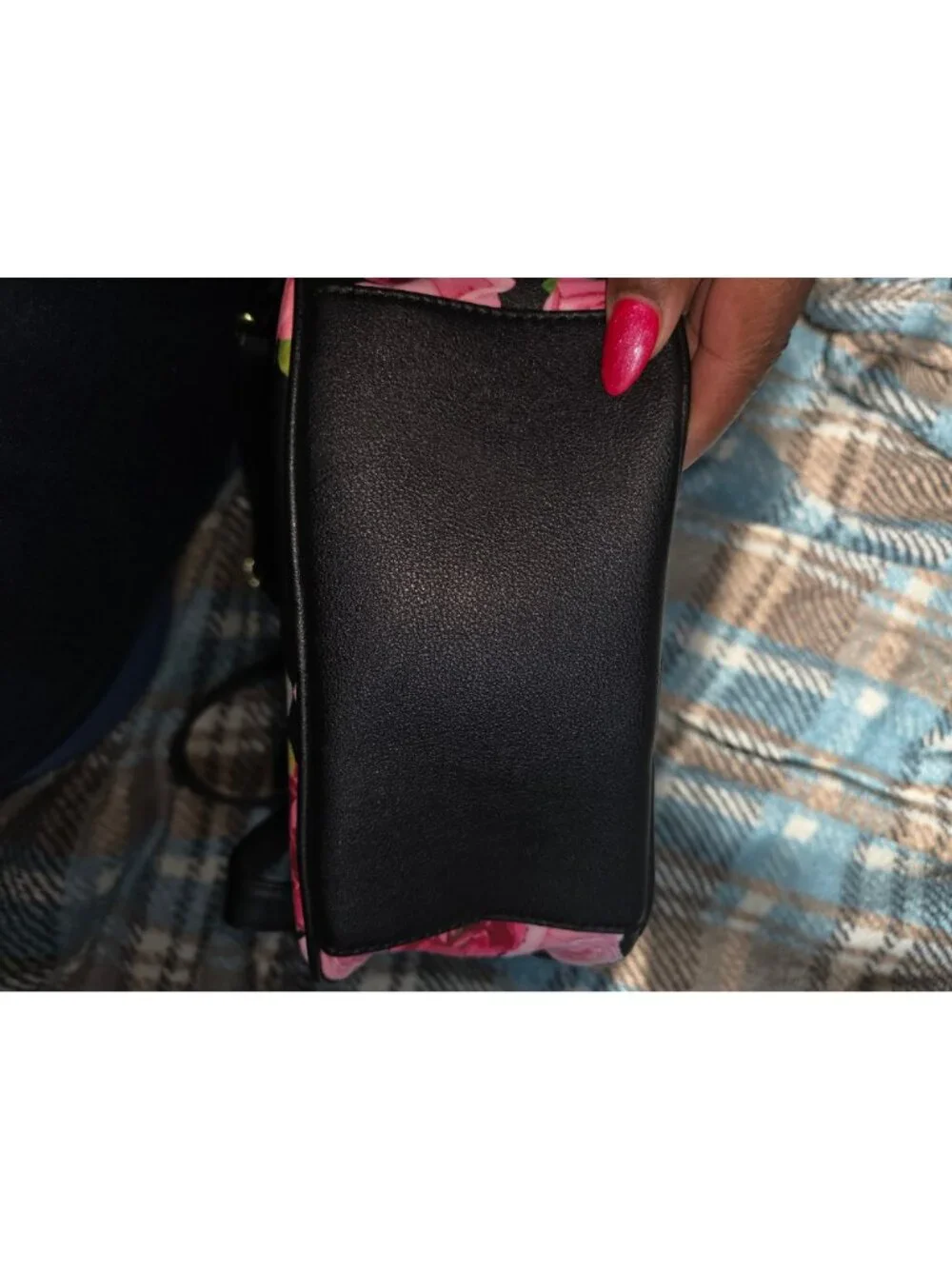 Juicy Couture Black & Pink Floral Mini Backpack With Adjustable Straps & Gold Ch